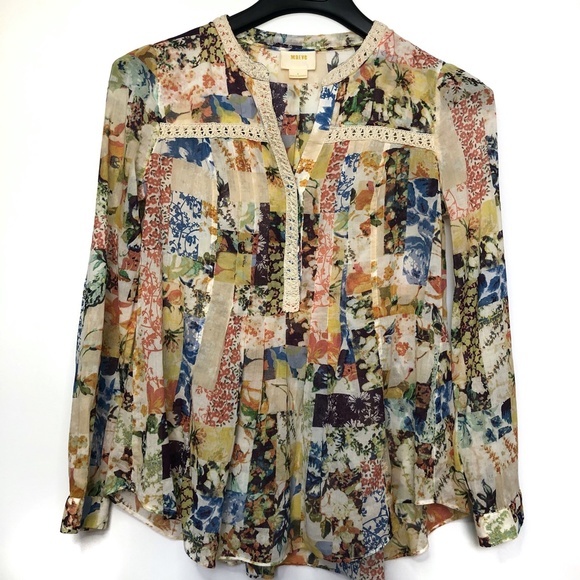 Anthropologie Maeve Floral Abella Pintuck SZ 0 - Picture 3 of 15